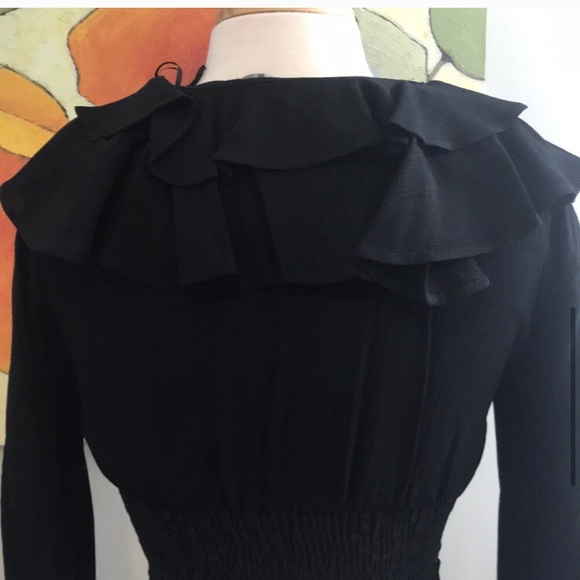 ZARA black ruffled zip front top size M - Picture 5 of 7